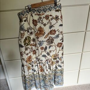 Linen house of Harlow  Tiered Maxi Skirt – Cream blue brown spring small